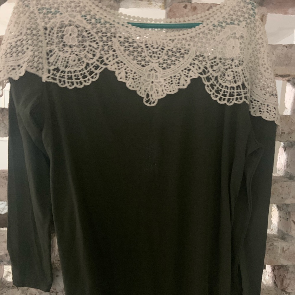 Green and white blouse